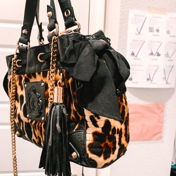 Juicy Couture Mini Day Dreamer Purse Velour Cheetah - Picture 3 of 13